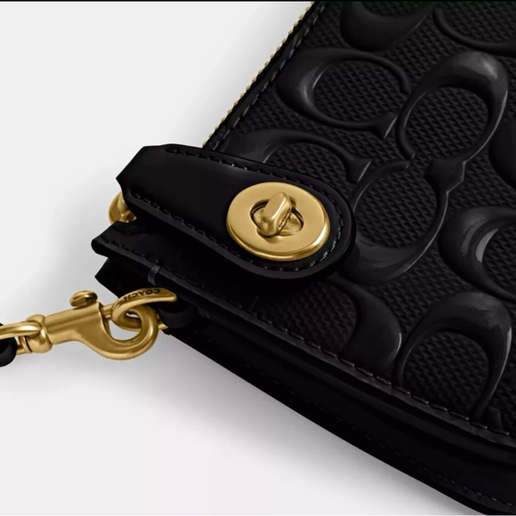 Coach Penn B4/ Black Shoulder Bag Signature Patent Leather CM552 - Picture 5 of 14